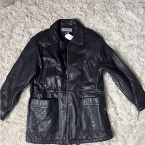 Siena Studio Vintage‎ Genuine Leather Gold Zipper Jacket Size Medium